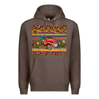 Coffee truck sunflower leopard Premium Hoodie - AdoDesignShop