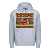 Heather Grey truck sunflower leopard Premium Hoodie - AdoDesignShop