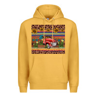 Mustard truck sunflower leopard Premium Hoodie - AdoDesignShop