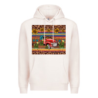 Pale Pink truck sunflower leopard Premium Hoodie - AdoDesignShop