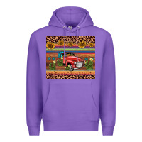 Purple truck sunflower leopard Premium Hoodie - AdoDesignShop