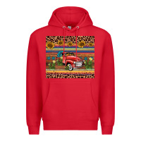 Red truck sunflower leopard Premium Hoodie - AdoDesignShop