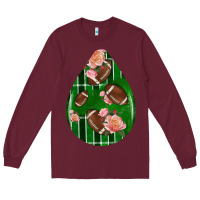 Burgundy american football and western roses teardrop Long Sleeve Tee - BundleAndBundleShop
