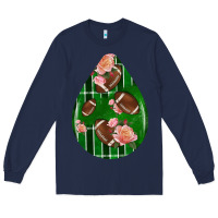 Navy american football and western roses teardrop Long Sleeve Tee - BundleAndBundleShop