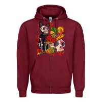 Burgundy mexican dead day with skeleton cat Zipper Hoodie - AdoDesignShop