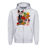 Heather Grey mexican dead day with skeleton cat Zipper Hoodie - AdoDesignShop