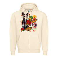 Sandshell mexican dead day with skeleton cat Zipper Hoodie - AdoDesignShop