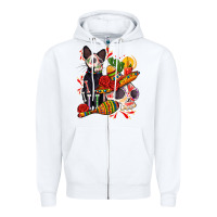 White mexican dead day with skeleton cat Zipper Hoodie - AdoDesignShop