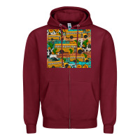 Burgundy school bus cactus sunflower Zipper Hoodie - Artiststas