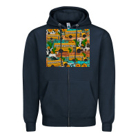 Navy school bus cactus sunflower Zipper Hoodie - Artiststas