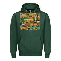 Sports Green school bus cactus sunflower Zipper Hoodie - Artiststas