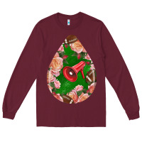 Burgundy american football and western roses teardrop Long Sleeve Tee - BundleAndBundleShop