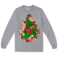 Heather Grey american football and western roses teardrop Long Sleeve Tee - BundleAndBundleShop