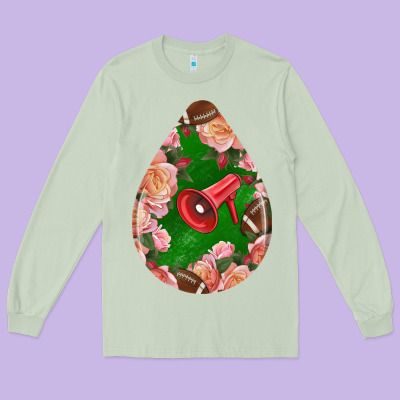 American Football And Western Roses Teardrop Long Sleeve Tee Designed By Bundleandbundleshop