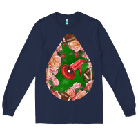 Navy american football and western roses teardrop Long Sleeve Tee - BundleAndBundleShop