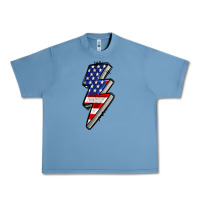 Pebble Blue American lightning bold 4th of july Urban Heavy Tee - CowGirlArtShop