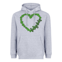 Heather Grey shamrock heart felling lucky Heavyweight Hoodie - MaliasSmallBusiness
