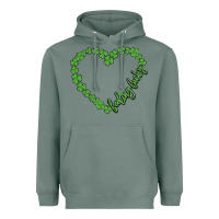 Sage shamrock heart felling lucky Heavyweight Hoodie - MaliasSmallBusiness