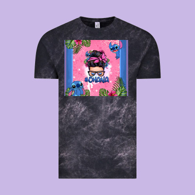 Ohana Stitch Messy Bun Vintage Tee Designed By Zillion Design Studio