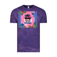 Cloud Purple ohana stitch messy bun Vintage Tee - Zillion Design Studio