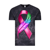 Cloud Black Breast Cancer Ribbon with Feather Vintage Tee - texasbilliewilder