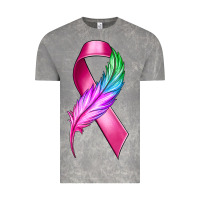 Cloud Rock Breast Cancer Ribbon with Feather Vintage Tee - texasbilliewilder