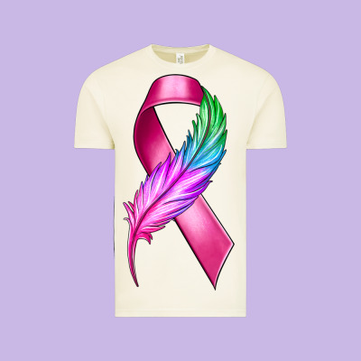 Breast Cancer Ribbon With Feather Vintage Tee Designed By Texasbilliewilder
