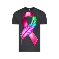 Vintage Black Breast Cancer Ribbon with Feather Vintage Tee - texasbilliewilder