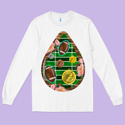 American Football And Western Roses Teardrop Long Sleeve Tee Designed By Bundleandbundleshop