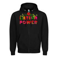 Black latina power Zipper Hoodie - AdoDesignShop