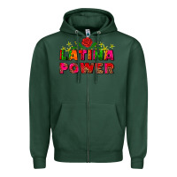 Sports Green latina power Zipper Hoodie - AdoDesignShop