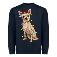 Navy Chihuahua with christmas lights Heavyweight Sweatshirt - RanaPortraitStore