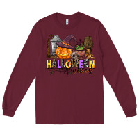 Burgundy halloween vibes Long Sleeve Tee - AdoDesignShop