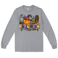 Heather Grey halloween vibes Long Sleeve Tee - AdoDesignShop
