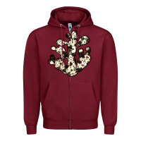 Burgundy cowhide cactus Zipper Hoodie - JahusDesignShop