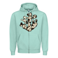 Seafoam cowhide cactus Zipper Hoodie - JahusDesignShop