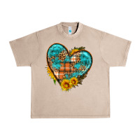 French Oak fall pattern heart with sunflower Urban Heavy Tee - HRA Design Shop