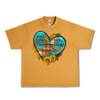 Fall Pattern Heart With Sunflower Urban Heavy Tee | Teevron