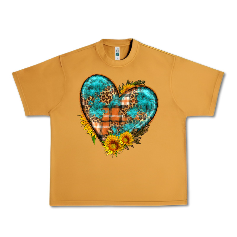 Fall Pattern Heart With Sunflower Urban Heavy Tee by HRA Design Shop | Teevron