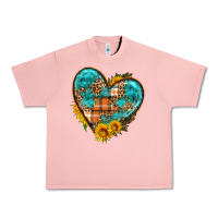 Salmon fall pattern heart with sunflower Urban Heavy Tee - HRA Design Shop