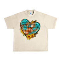 Sandshell fall pattern heart with sunflower Urban Heavy Tee - HRA Design Shop