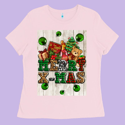 Merry Xmas Ladies Tee Designed By Adodesignshop