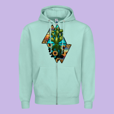 Cactus1 Zipper Hoodie Designed By Jahusdesignshop