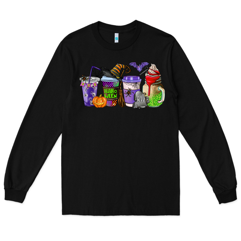 Halloween Coffee Cups Long Sleeve Tee by AdoDesignShop | Teevron