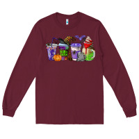 Burgundy halloween coffee cups Long Sleeve Tee - AdoDesignShop