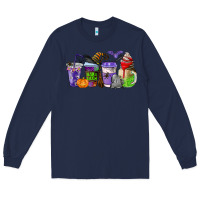 Navy halloween coffee cups Long Sleeve Tee - AdoDesignShop