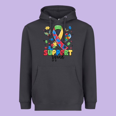 Support Squad Autism Heavyweight Hoodie Designed By Maliassmallbusiness
