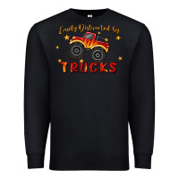 Black easily distracted by trucks Premium Sweatshirt - MaliasSmallBusiness