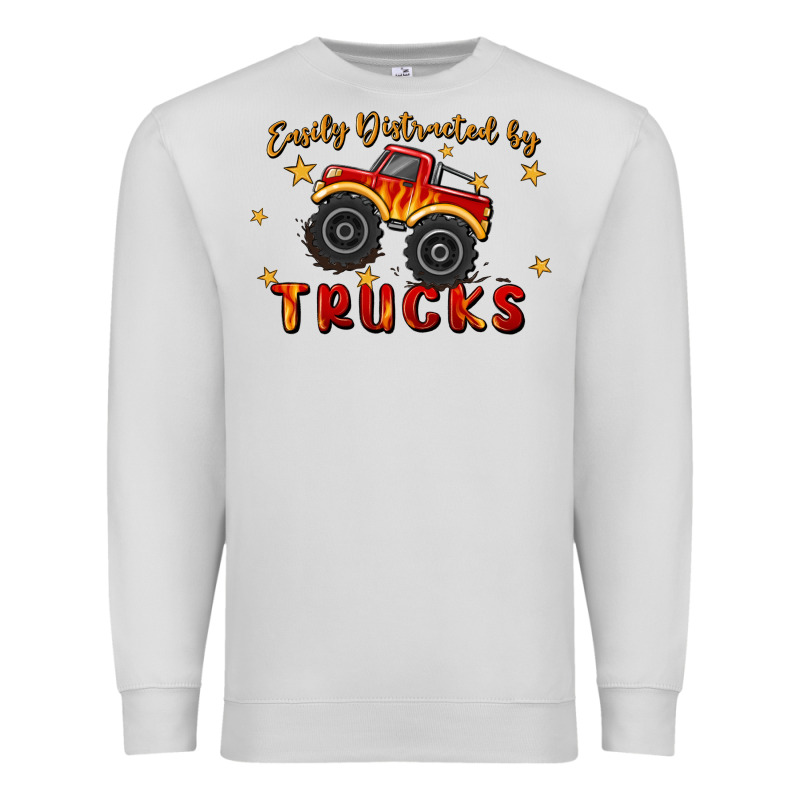 Easily Distracted By Trucks Premium Sweatshirt by MaliasSmallBusiness | Teevron