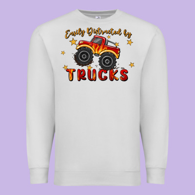 Easily Distracted By Trucks Premium Sweatshirt Designed By Maliassmallbusiness